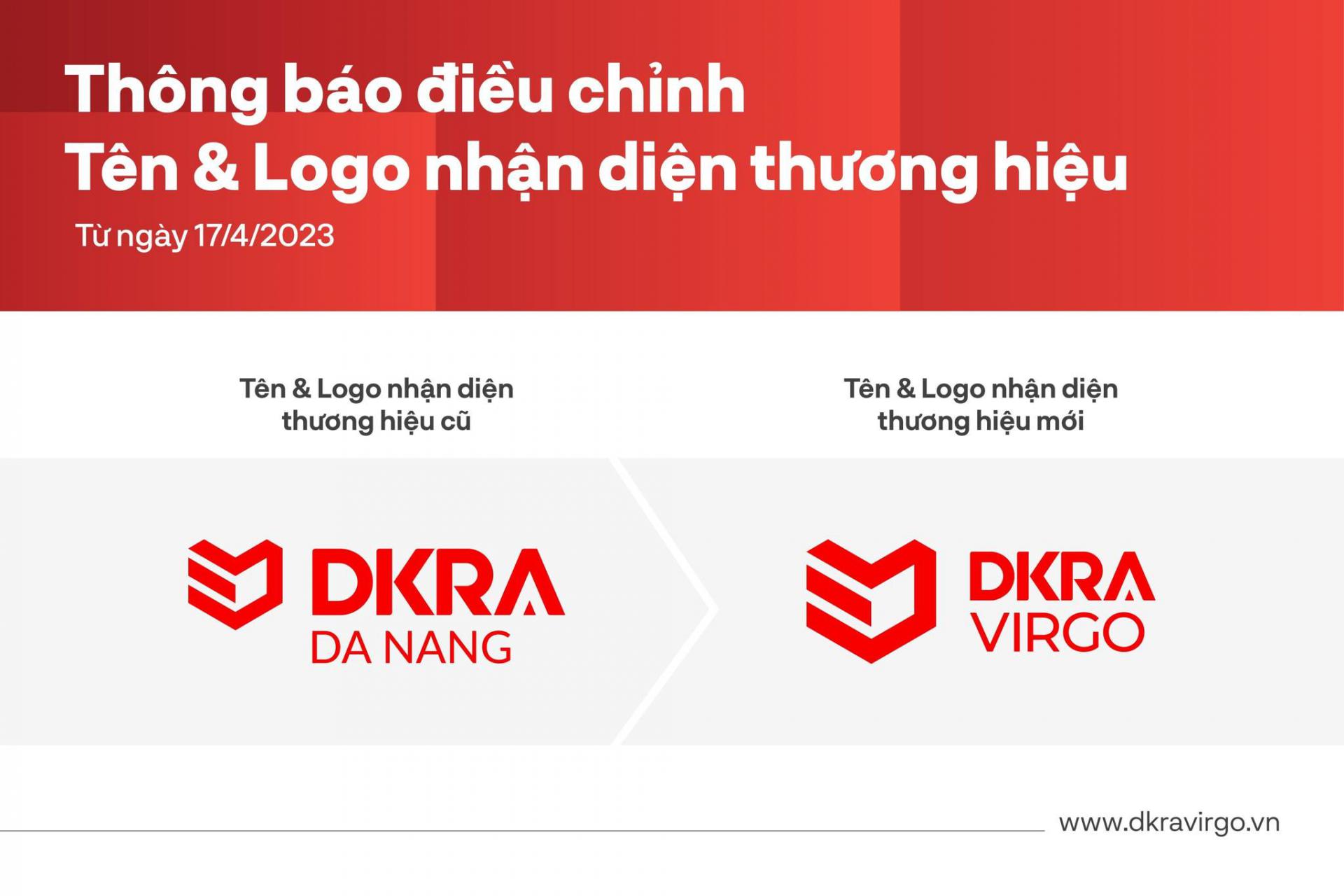DKRA DA NANG THÔNG BÁO ĐIỀU CHỈNH TÊN VÀ LOGO NHẬN DIỆN THƯƠNG HIỆU THÀNH DKRA VIRGO